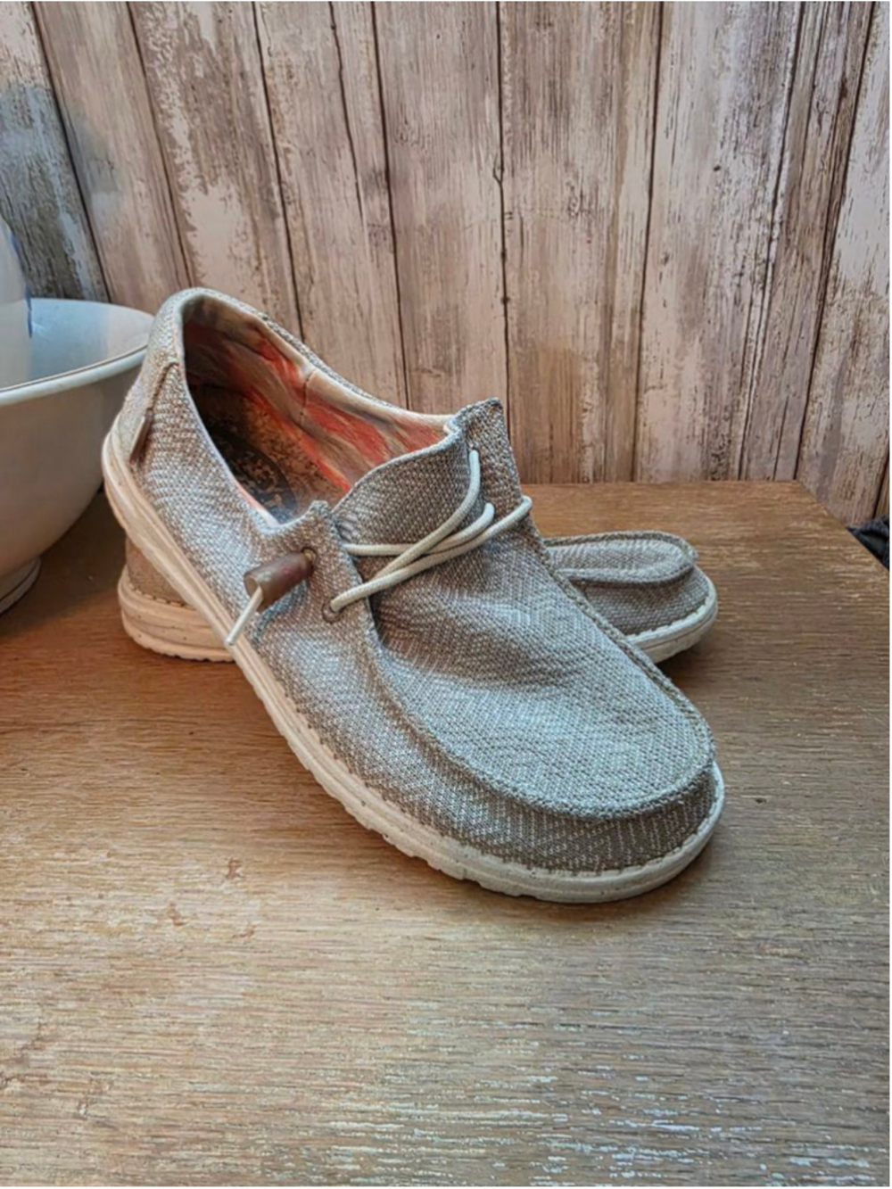 Women's Hey Dude Wendy Knit II Flats & Loafers Size 8 Taupe Orange